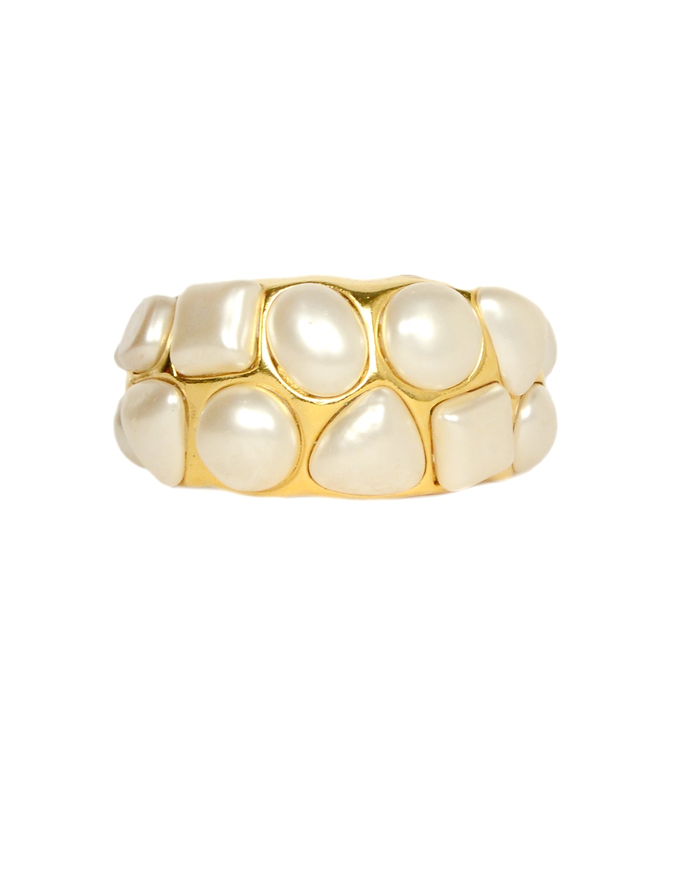 Chanel   Geometric Faux Pearl Cuff