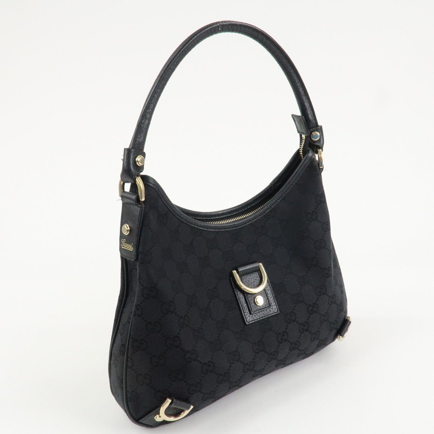 GUCCI Abbey GG Canvas Leather Shoulder Bag Black 130738  d