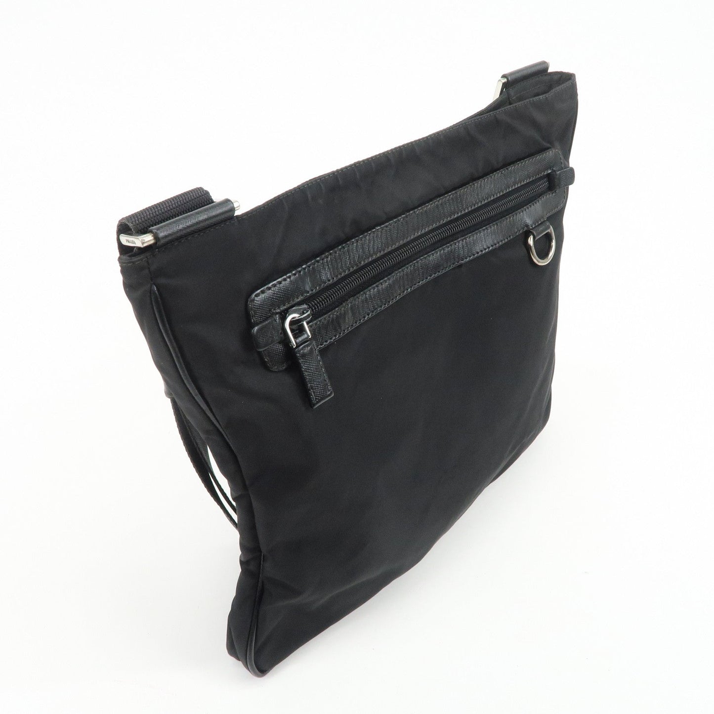 PRADA Triangle Logo Nylon Leather Shoulder Bag Crossbody Bag VA0348