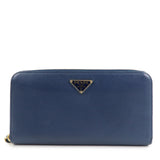 PRADA Triangle Logo Saffiano Leather Zippy Long Wallet Navy 1ML506