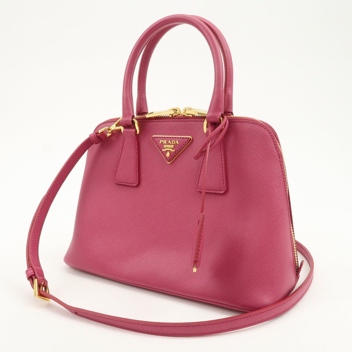 PRADA Saffiano Leather 2Way Hand Bag Shoulder Bag Pink 1BA838