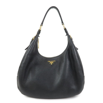 PRADA Leather Shoulder Bag Hand Bag Black BR4311