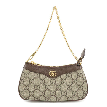 GUCCI Ophidia Leather GG Supreme Chain Pouch Beige Brown 764960  d