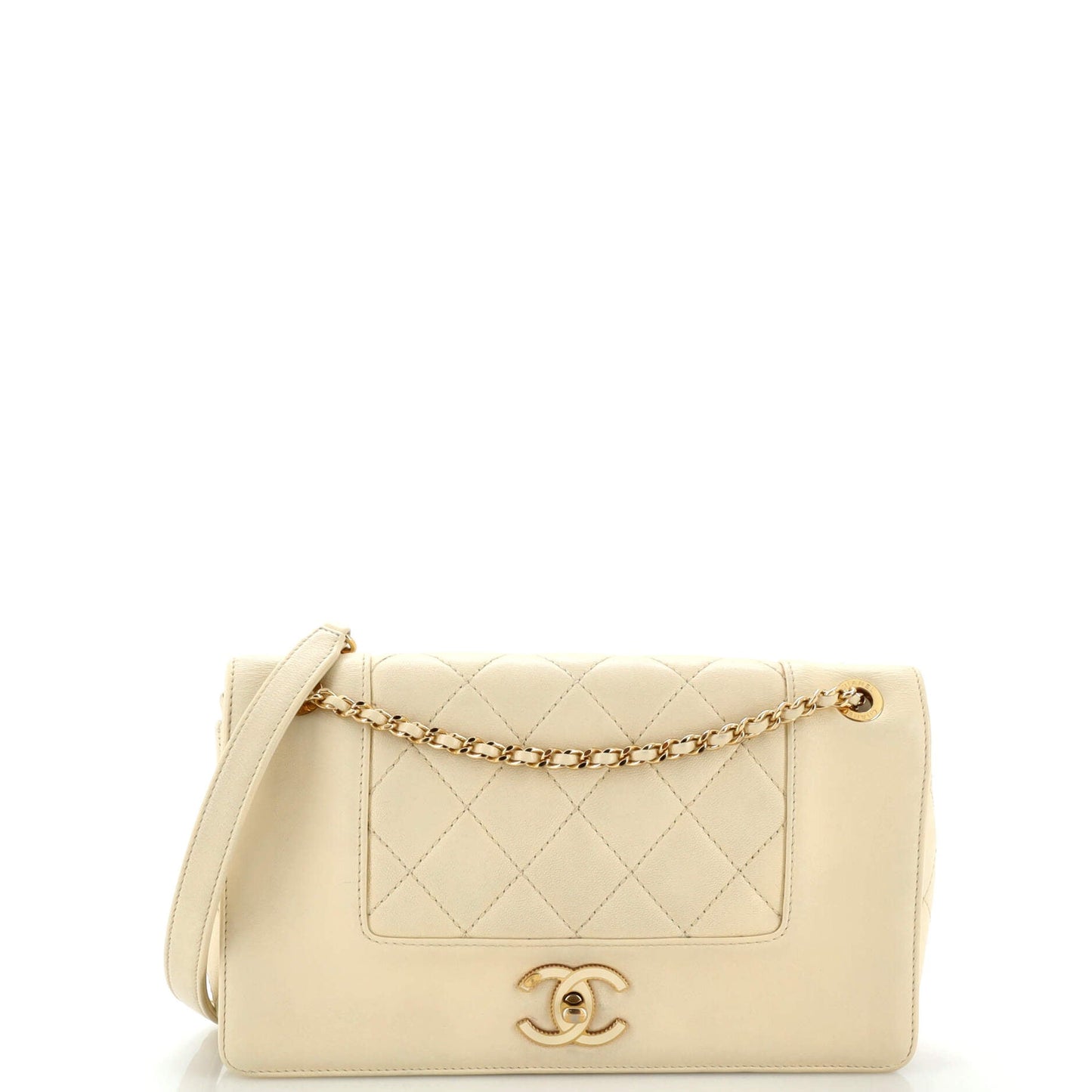 CHANEL Mademoiselle   Flap Bag Quilted Sheepskin Medium