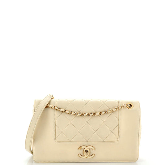 CHANEL Mademoiselle   Flap Bag Quilted Sheepskin Medium
