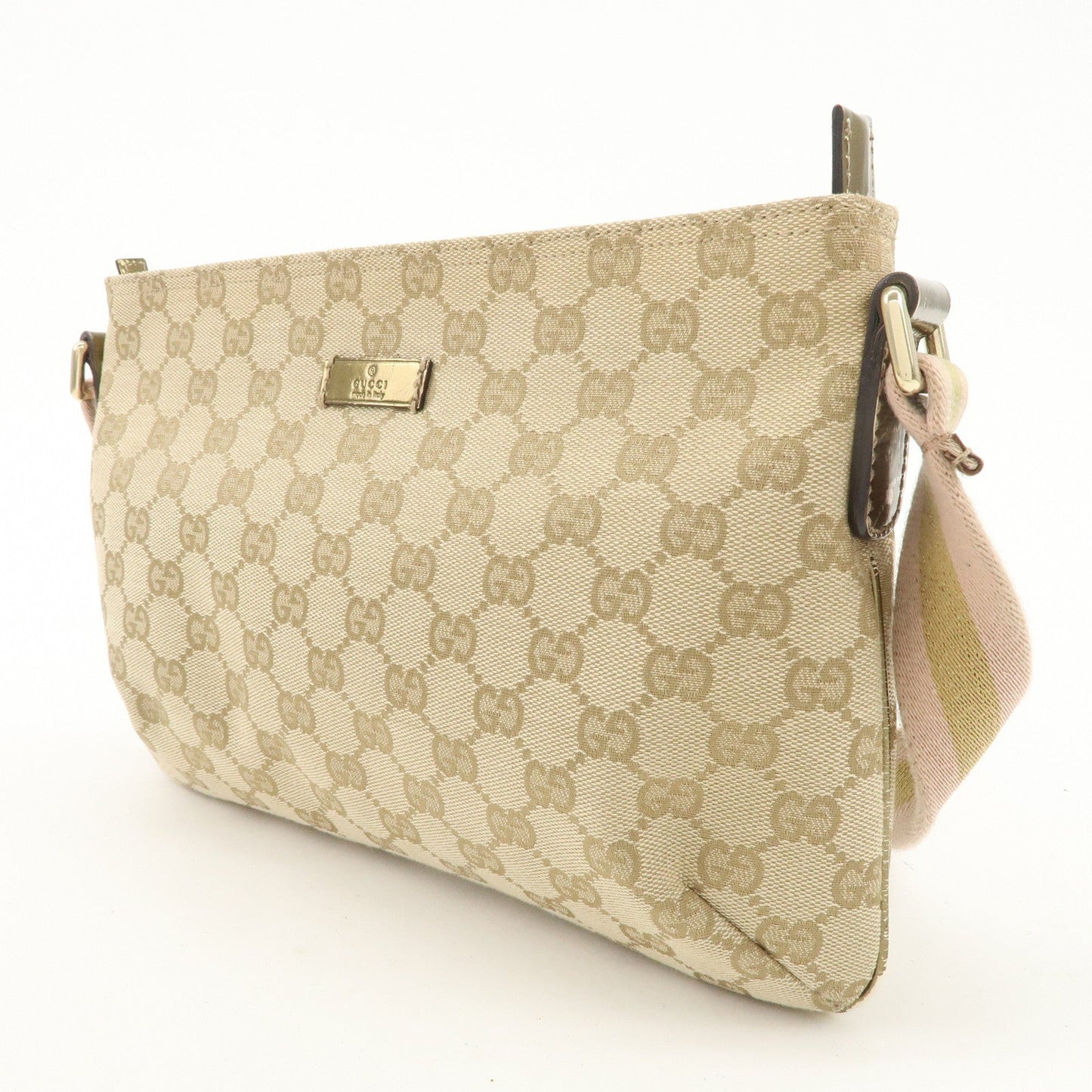 GUCCI Sherry GG Canvas Leather Shoulder Bag Pink Beige 189749  d