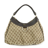 GUCCI Abbey GG Canvas Leather Shoulder Bag Hand Bag Brown 189833