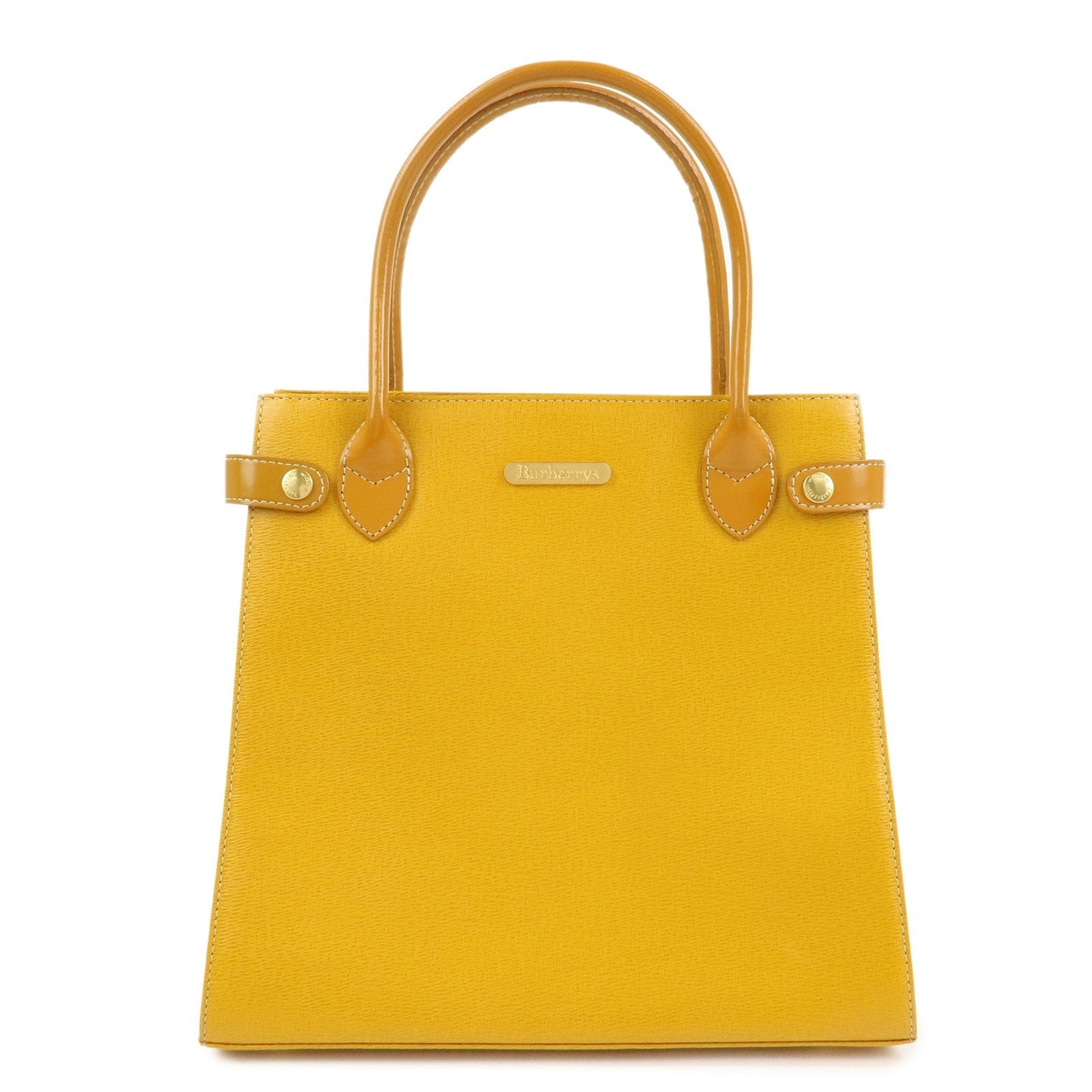 BURBERRY Logo Leather Tote Bag Hand Bag Yellow