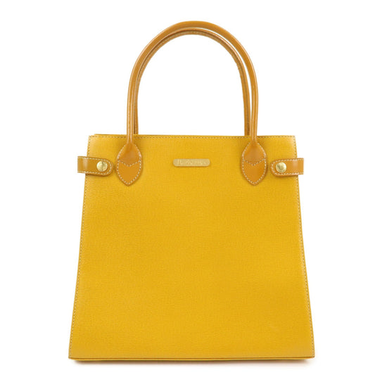 BURBERRY Logo Leather Tote Bag Hand Bag Yellow