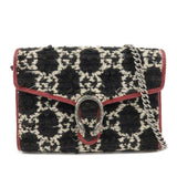 GUCCI Dionysus Tweed Leather Chain Shoulder Bag Black Ivory 401231
