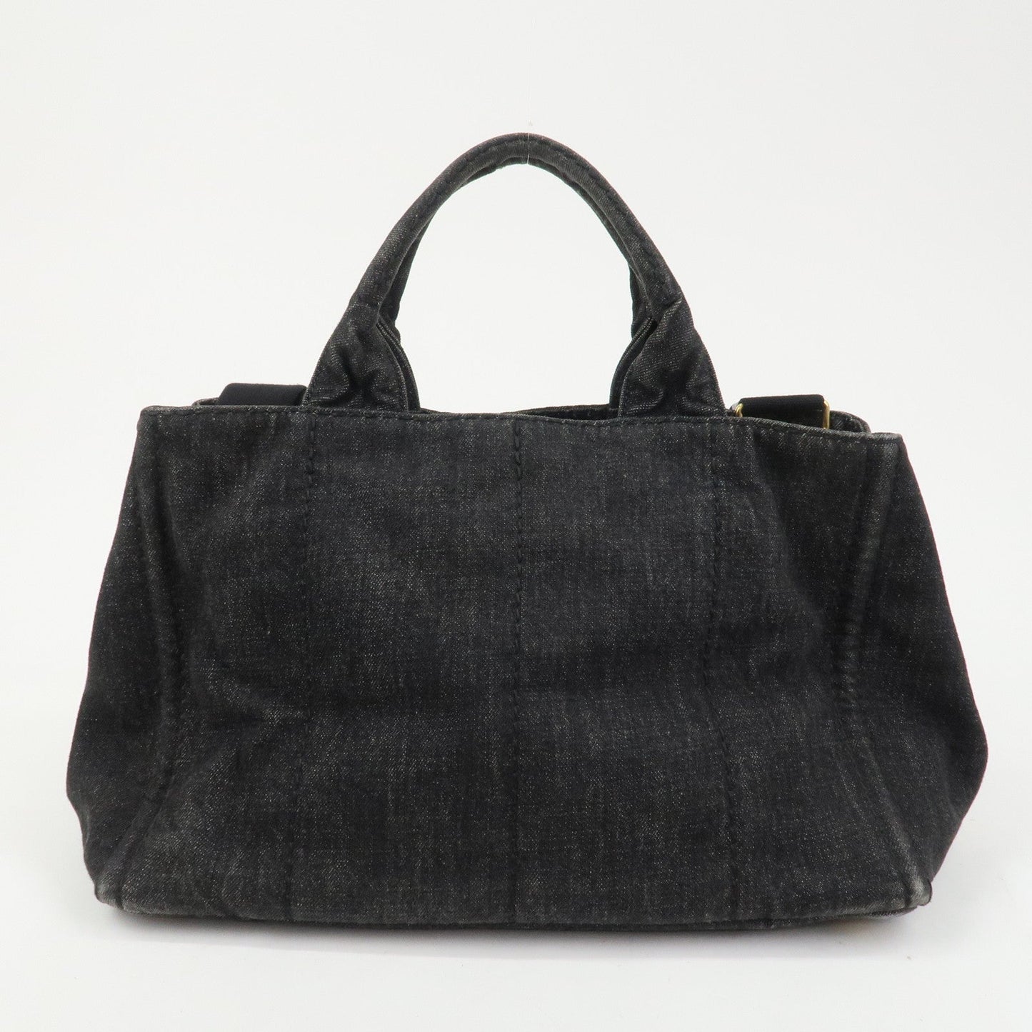 PRADA Canapa Denim 2Way Bag Hand Bag Shoulder Bag Black 1BG642