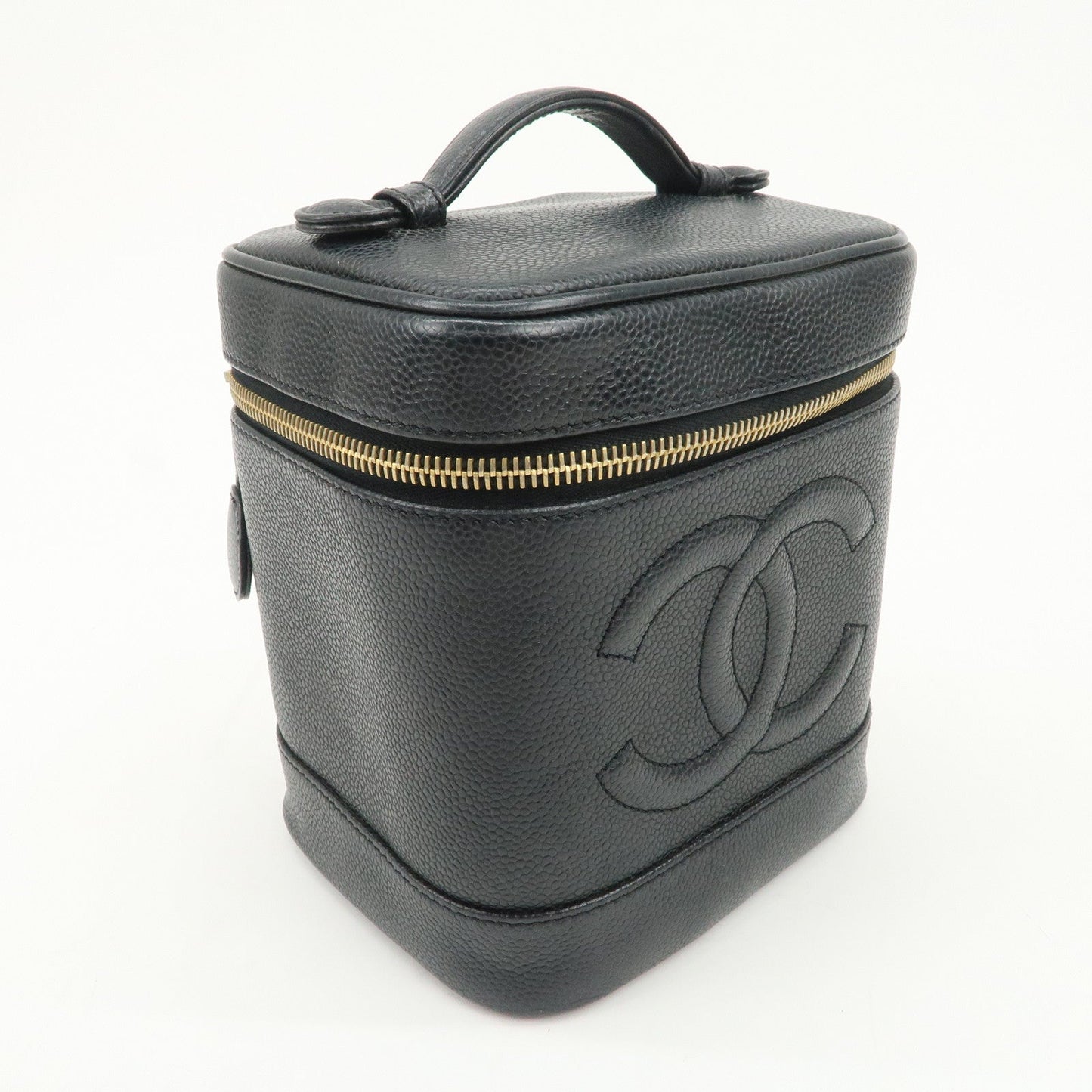 CHANEL COCO Mark Caviarskin Vanity Bag Hand Bag Makeup Bag A01998