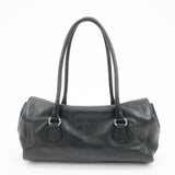 PRADA Triangle Logo Leather Shoulder Bag Hand Bag Black