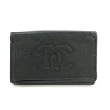 CHANEL COCO Mark Caviarskin 6Rings Key Case Key Holder Black A13502