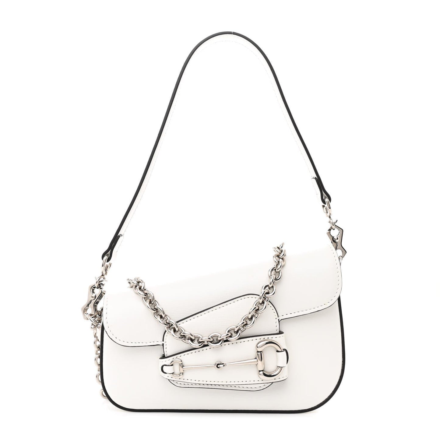 Amelia Calfskin Mini Horsebit 1955 Asymmetric Shoulder Bag White