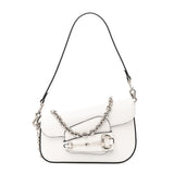 Amelia Calfskin Mini Horsebit 1955 Asymmetric Shoulder Bag White