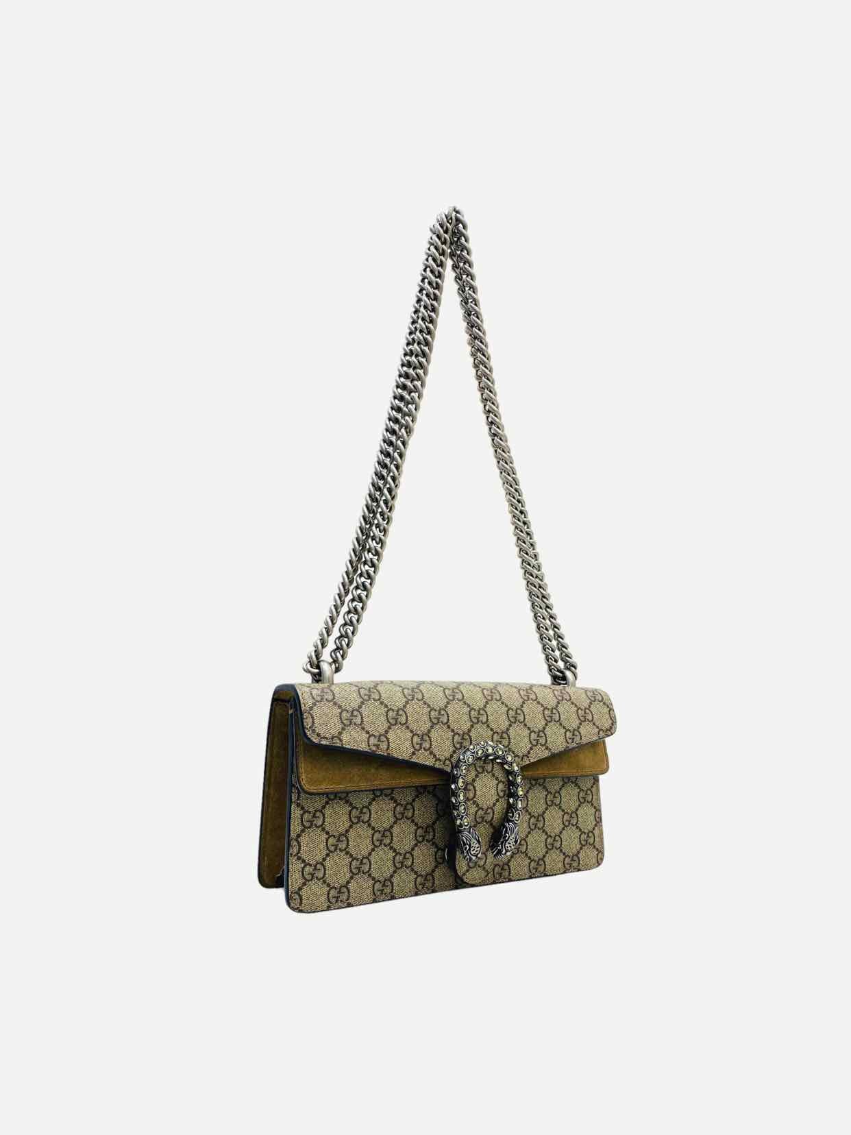 GUCCI Dionysus Beige GG Embossed Shoulder Bag