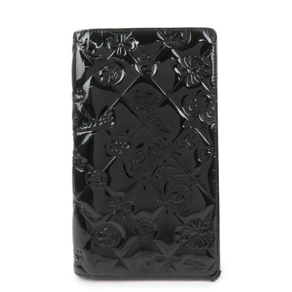 CHANEL Icon Line Patent Leather Bi-fold Long Wallet Black A37151