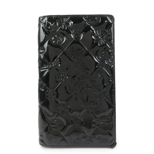 CHANEL Icon Line Patent Leather Bi-fold Long Wallet Black A37151