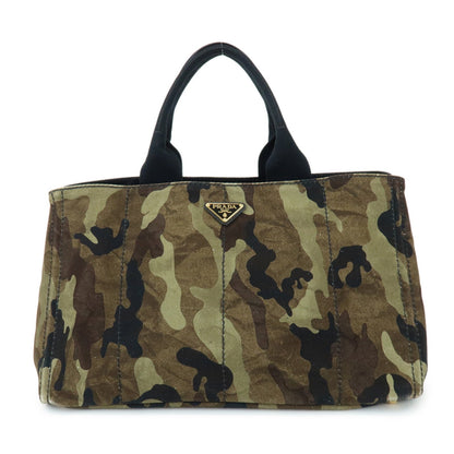 PRADA Triangle Logo Canapa Tote Bag Hand Bag Brown Khaki BN2020