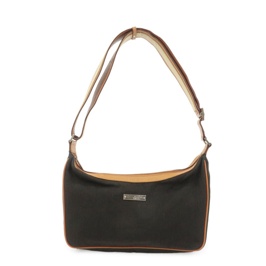 GUCCI Canvas Leather Shoulder Bag Hand Bag Dark Brown 019?0460