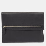 Black Selleria Leather Wristlet Clutch