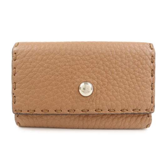 FENDI Selleria Leather 6 Rings Key Case 8AP079 Brown