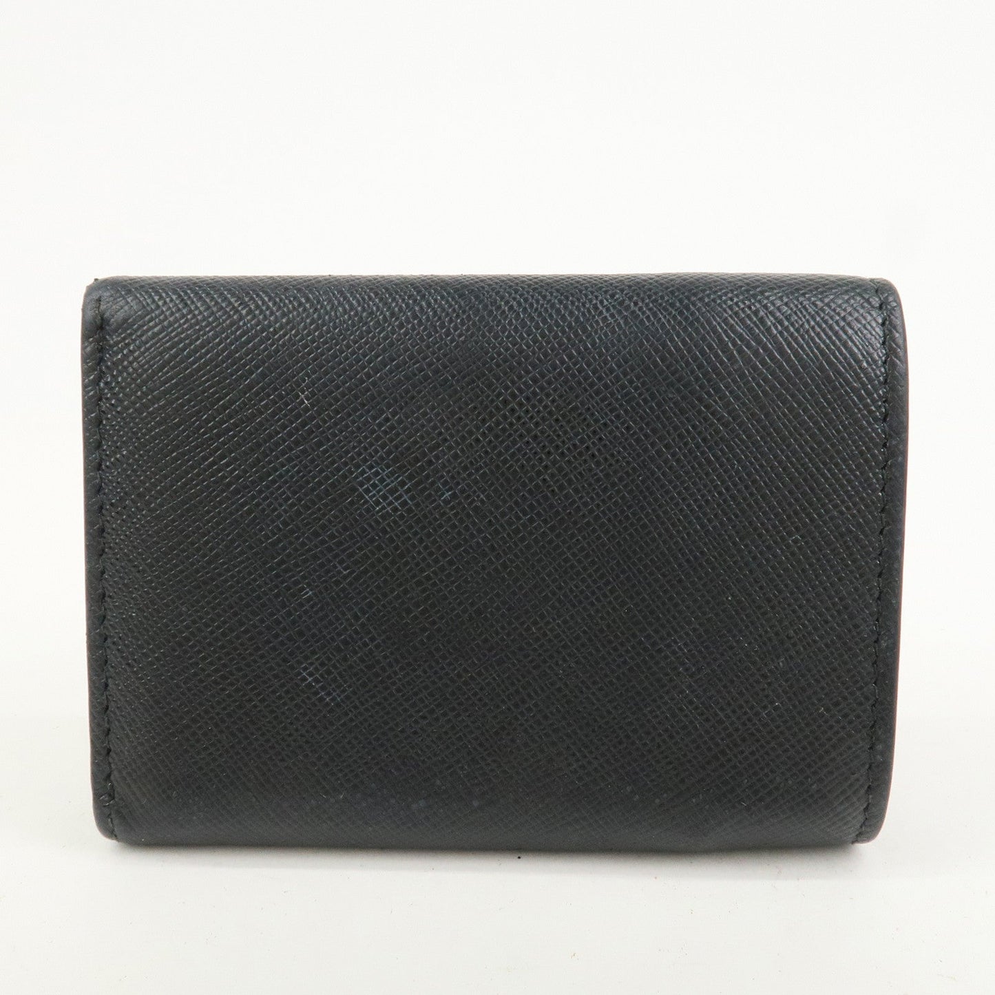 PRADA Triangle Logo Saffiano Leather Tri-fold Wallet Black 1MH021