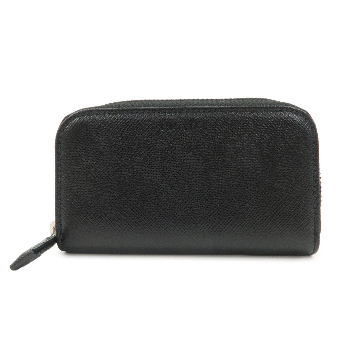 PRADA Saffiano Leather Round Zippy Key Case Black 2PG604  d