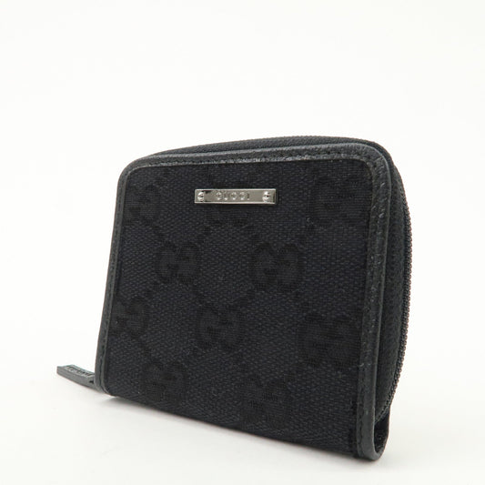 GUCCI GG Canvas Leather Coin Case Coin Purse Black 115255  d