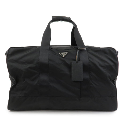 PRADA Triangle Logo Nylon Saffiano Leather Boston Bag Hand Bag