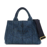PRADA Denim Canapa Mini 2Way Tote Bag Shoulder Bag Blue 1BG439  d