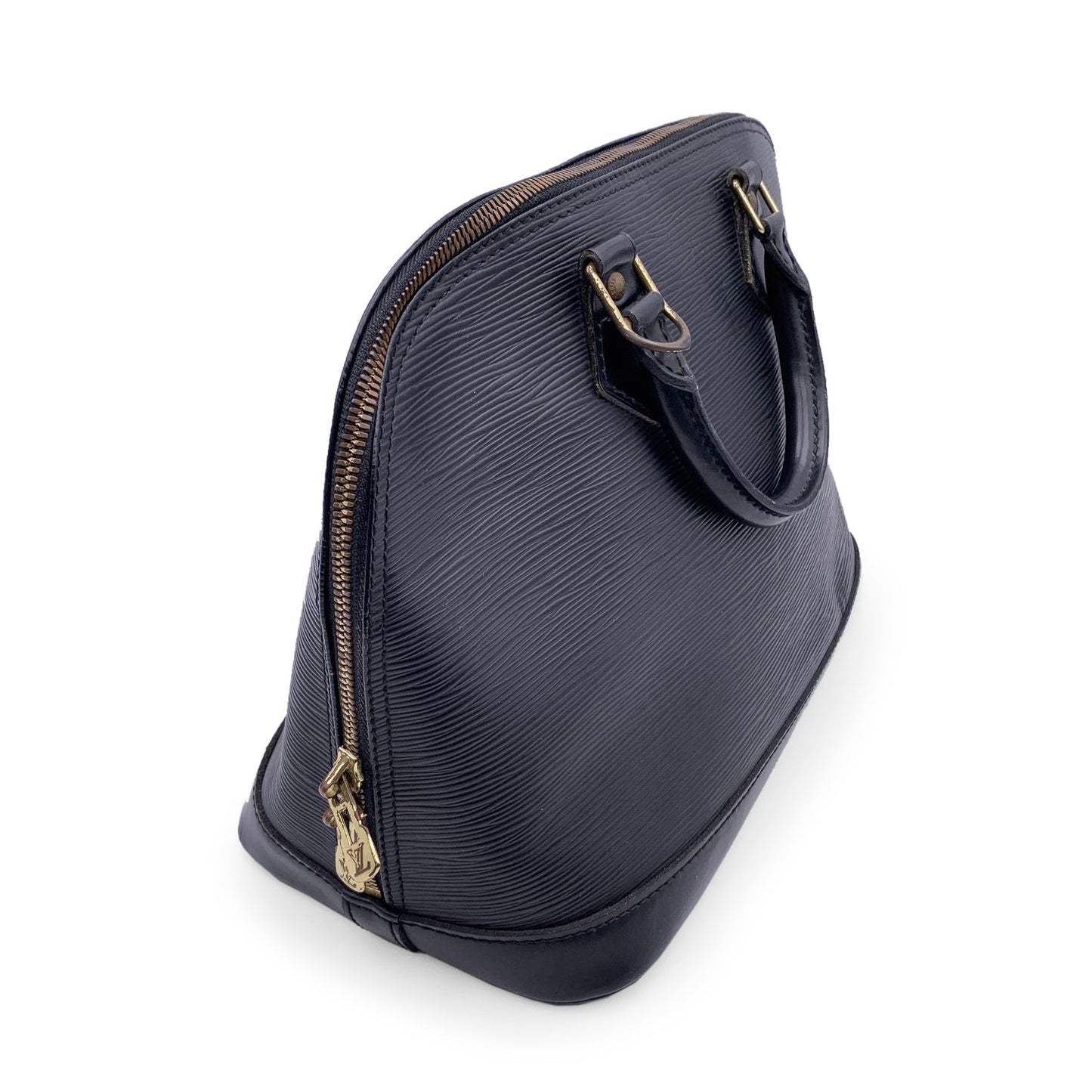 LOUIS VUITTON   Black Epi Leather Alma Top Handle Bag