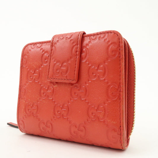 GUCCI Guccissima Leather Bi-fold Compact Wallet Red 346056