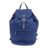 PRADA Triangle Logo Nylon Saffiano Leather Backpack Navy BZ0032