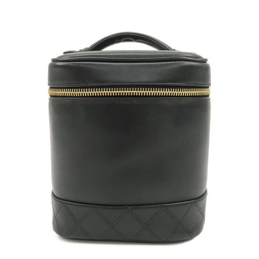 CHANEL Bicolore Lamb Skin Vanity Bag Hand Bag Black A01619