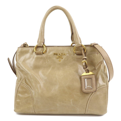 PRADA Logo Leather 2Way Bag Hand Bag Shoulder Bag Beige BN2323
