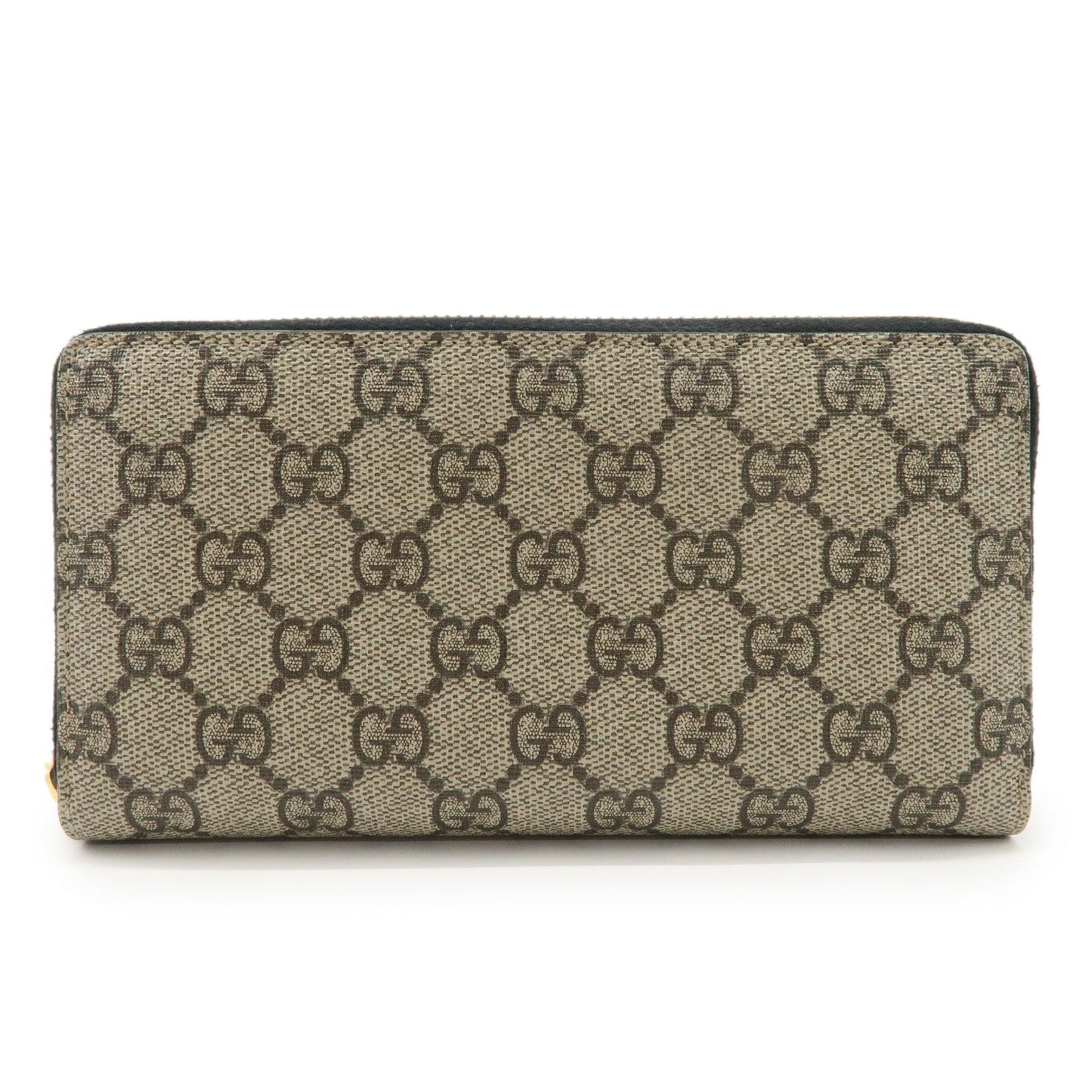 GUCCI GG Supreme Leather Round Zippy Wallet Black Beige 410102  d