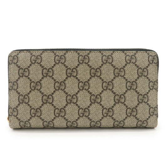 GUCCI GG Supreme Leather Round Zippy Wallet Black Beige 410102  d