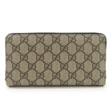 GUCCI GG Supreme Leather Round Zippy Wallet Black Beige 410102  d