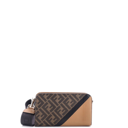 Clutch with Strap Zucca Coated Canvas and Leather