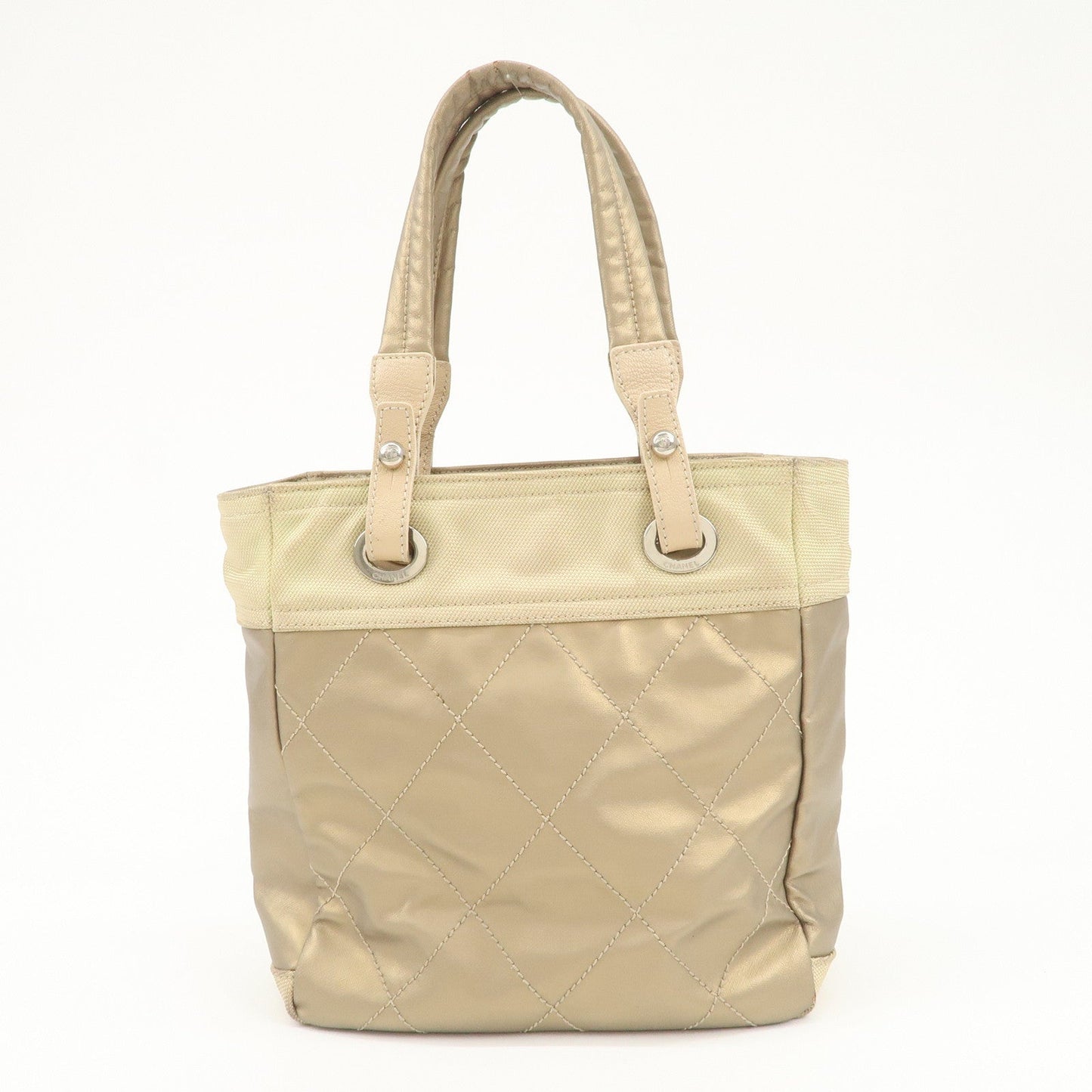 CHANEL Paris Biarritz PVC Canvas Leather Tote Bag PM A34208  d