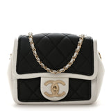 Amelia Lambskin Quilted Graphic Mini Flap Bag Black White