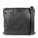 GUCCI Guccissima Leather Shoulder Bag Crossbody Bag Black 201446