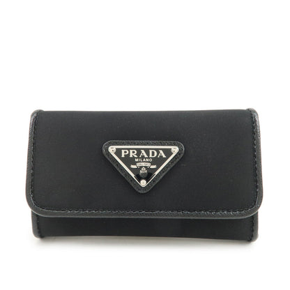 PRADA Triangle Logo 6 Rings Key Case Key Holder Black 1PG222