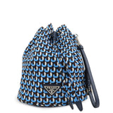 PRADA Triangle Logo Nylon Leather Drawstring Bag Wristlet 1NE369