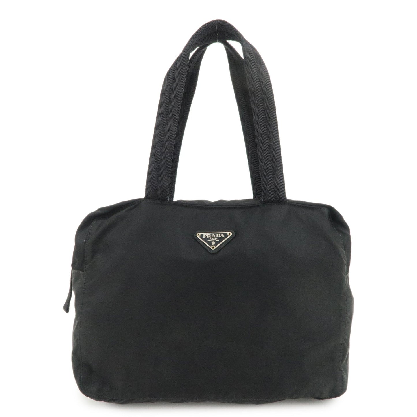 PRADA Triangle Logo Nylon Tote Bag Shoulder Bag Hand Bag Black