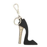 PRADA High Heel Motif Leather Bag Charm Key Chain Black 1AR295
