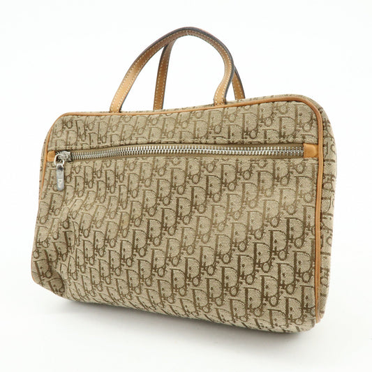 Christian Dior Trotter Canvas Leather Hand Bag Cosmetic Bag Brown