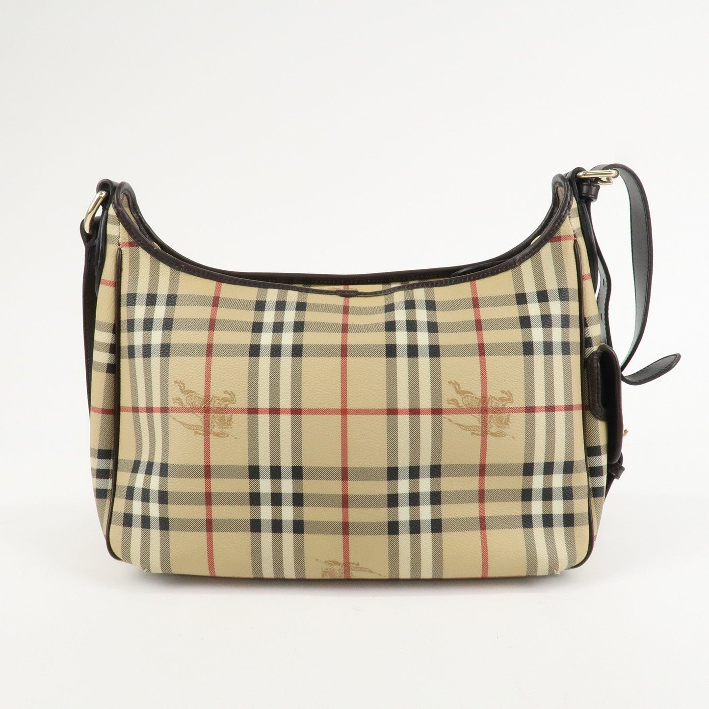BURBERRY Nova Plaid Canvas Leather Shoulder Bag Hand Bag  d
